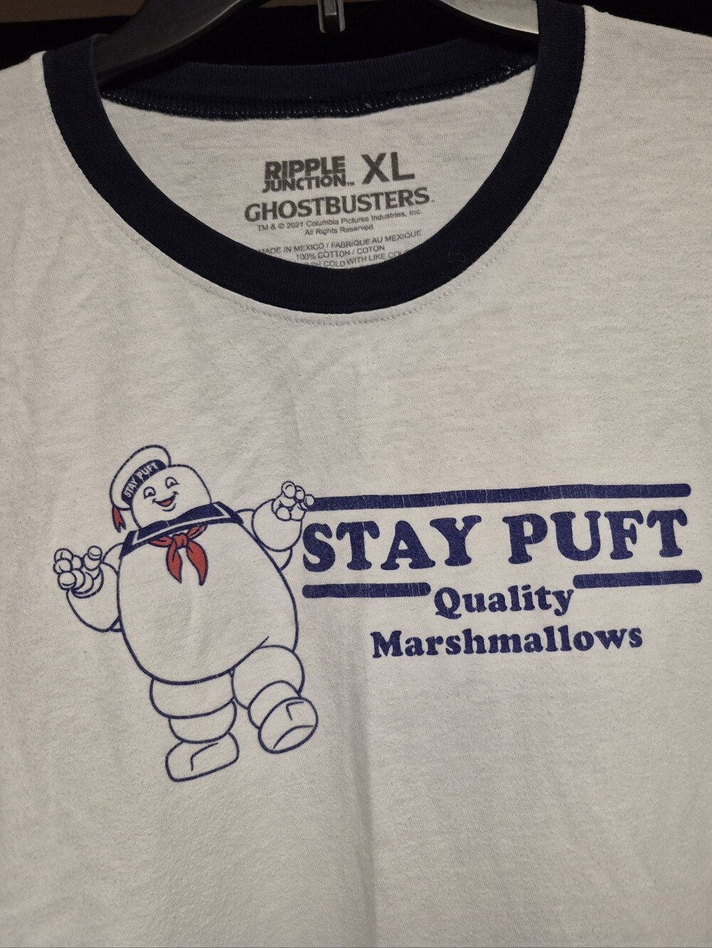 Ghostbusters Stay Puft Graphic Tee - White with Navy Accents